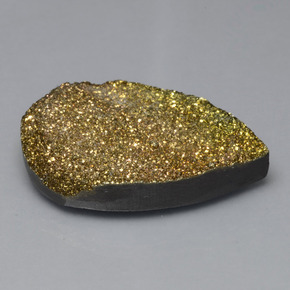 Pirita arcoíris multicolor natural de 42,88 ct, en forma de pera, opaco