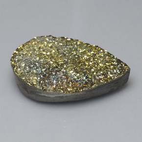Pirita arcoíris amarillo natural de 36,37 ct, en forma de pera, opaco