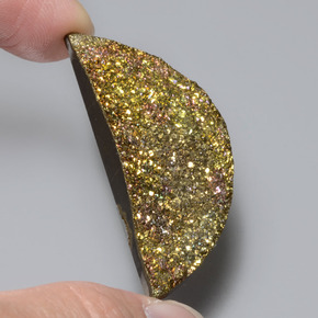 Pirita arcoíris multicolor natural de 36,82 ct, forma elegante, opaco