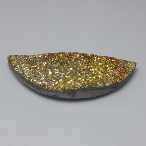 Pirita arcoíris multicolor natural de 36,82 ct, forma elegante, opaco