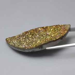 Pirita arcoíris multicolor natural de 36,82 ct, forma elegante, opaco