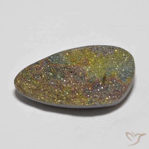 Pirita arcoíris multicolor natural de 15,17 ct, forma elegante, opaco