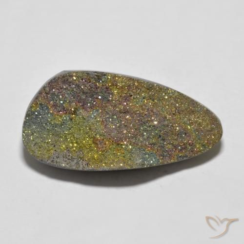 Pirita arcoíris multicolor natural de 15,17 ct, forma elegante, opaco