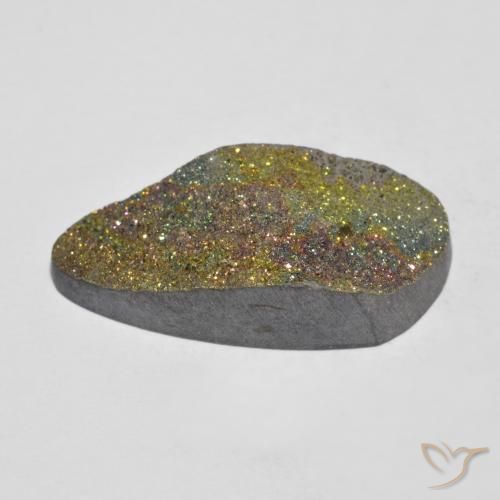 Pirita arcoíris multicolor natural de 15,17 ct, forma elegante, opaco