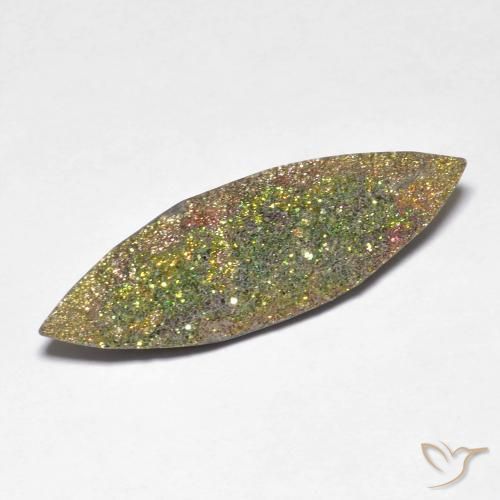 Pirita arcoíris multicolor natural de 5,52 ct, marquesa, opaco