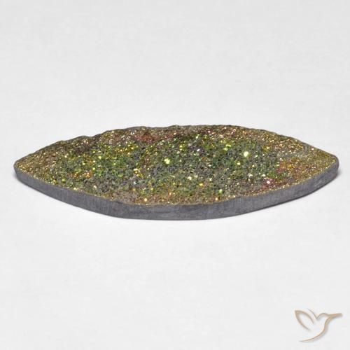 Pirita arcoíris multicolor natural de 5,52 ct, marquesa, opaco