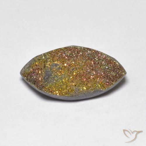 4.38ct Natural Multicolor Pirita arcoiris, Marquesa, Opaco