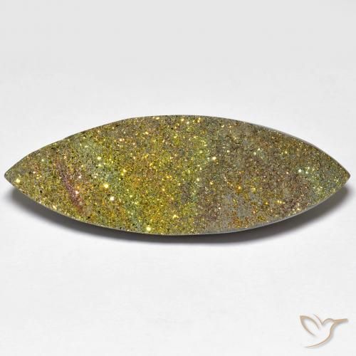 25.96ct Natural Multicolor Pirita arcoiris, Marquesa, Opaco