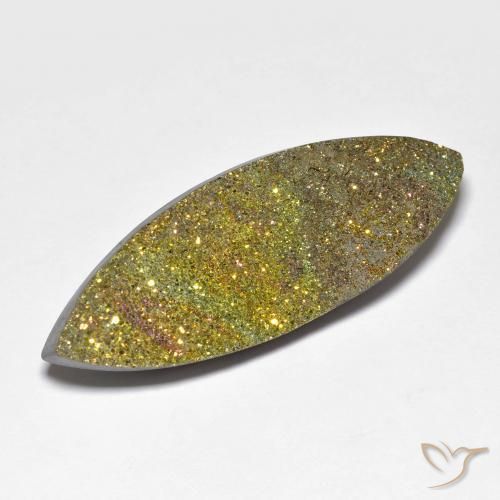 Pirita arcoiris Multicolor natural de 25.96 ct, Marquesa, Opaco