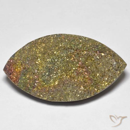 Pirita arcoiris Multicolor natural de 25.84 ct, Marquesa, Opaco