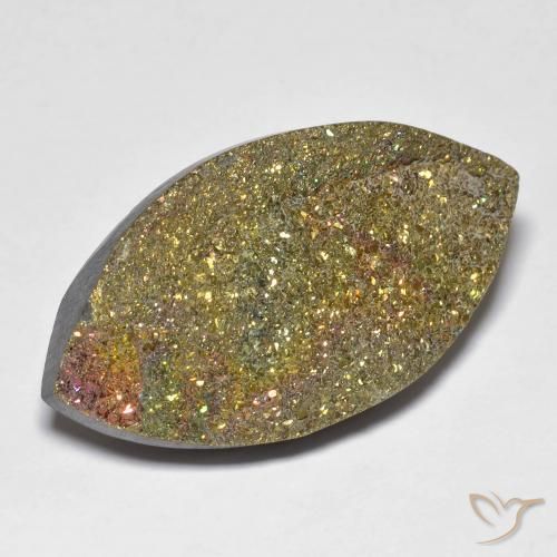 Pirita arcoiris Multicolor natural de 25.84 ct, Marquesa, Opaco