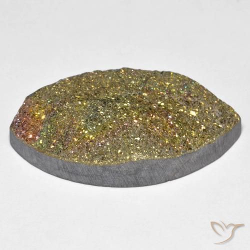 Pirita arcoiris Multicolor natural de 25.84 ct, Marquesa, Opaco