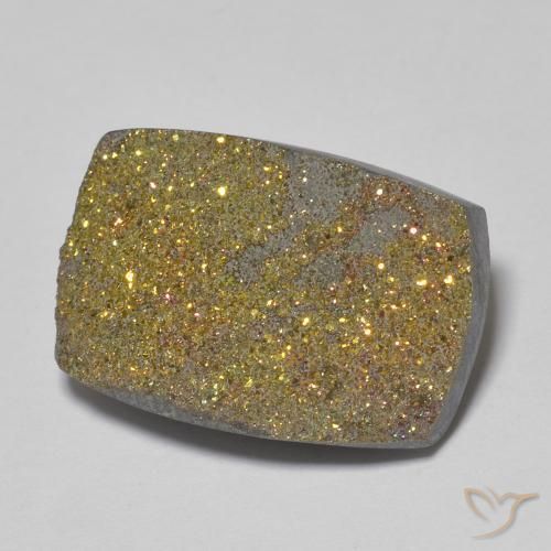 Pirita arcoiris Multicolor natural de 12.24 ct, Corte Baguette, Opaco