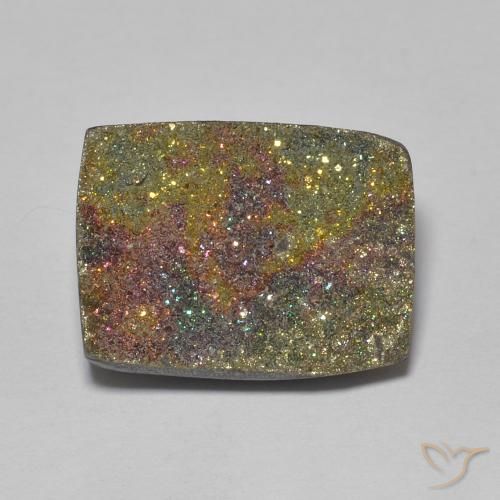 6.51ct Natural Multicolor Pirita arcoiris, Corte Baguette, Opaco