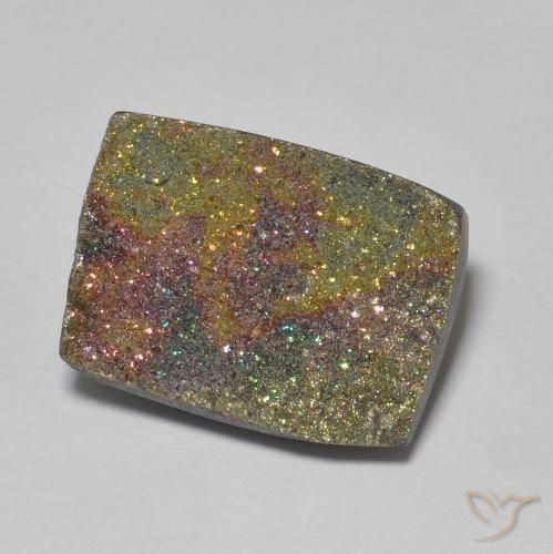 Pirita arcoiris Multicolor natural de 6.51 ct, Corte Baguette, Opaco