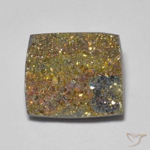 5.14ct Natural Multicolor Pirita arcoiris, Cuadrado, Opaco