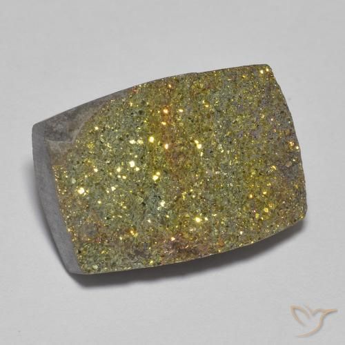 Pirita arcoiris Multicolor natural de 11.13 ct, Corte Baguette, Opaco
