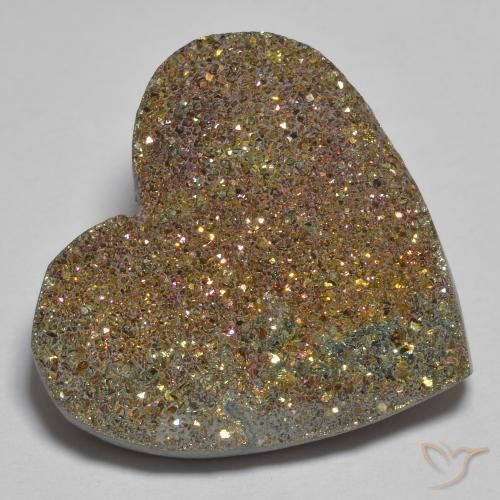 Pirita arcoiris Multicolor natural de 23.12 ct, Corazón, Opaco