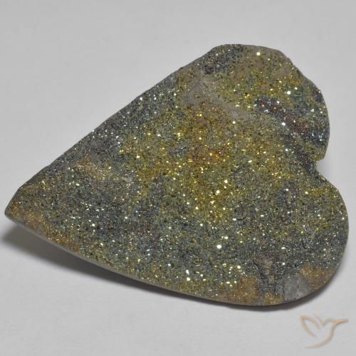 37.39ct Natural Multicolor Pirita arcoiris, Corazón, Opaco