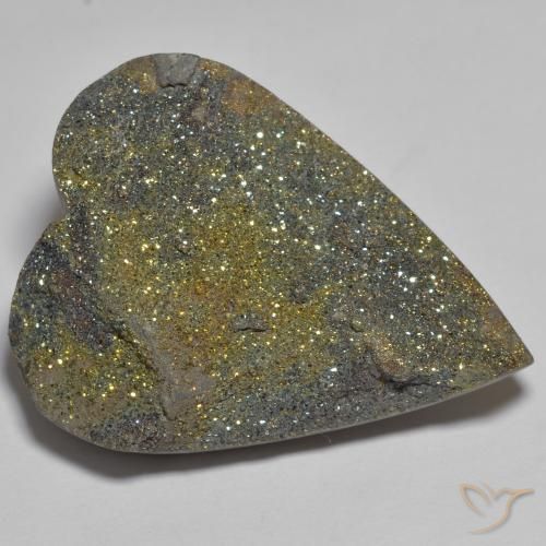 Pirita arcoiris Multicolor natural de 37.39 ct, Corazón, Opaco