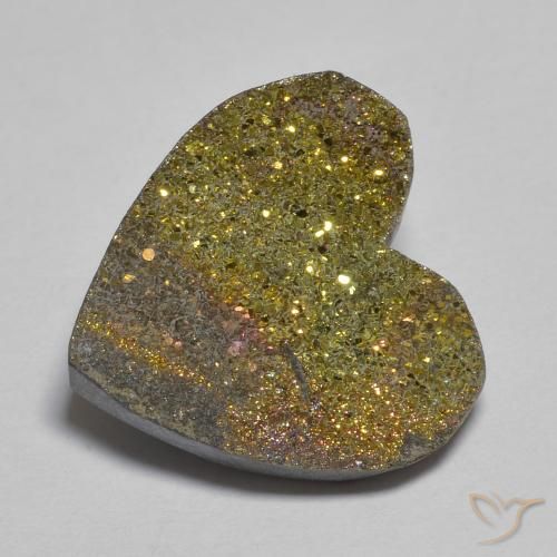 Pirita arcoiris Multicolor natural de 9.02 ct, Corazón, Opaco