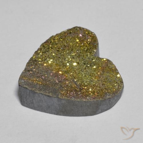Pirita arcoiris Multicolor natural de 9.02 ct, Corazón, Opaco