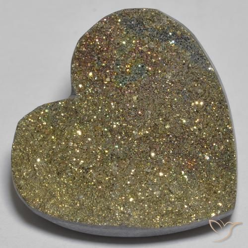 29.66ct Natural Multicolor Pirita arcoiris, Corazón, Opaco