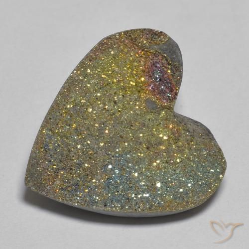 10.02ct Natural Multicolor Pirita arcoiris, Corazón, Opaco
