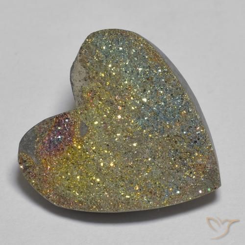 Pirita arcoiris Multicolor natural de 10.02 ct, Corazón, Opaco