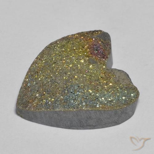 Pirita arcoiris Multicolor natural de 10.02 ct, Corazón, Opaco