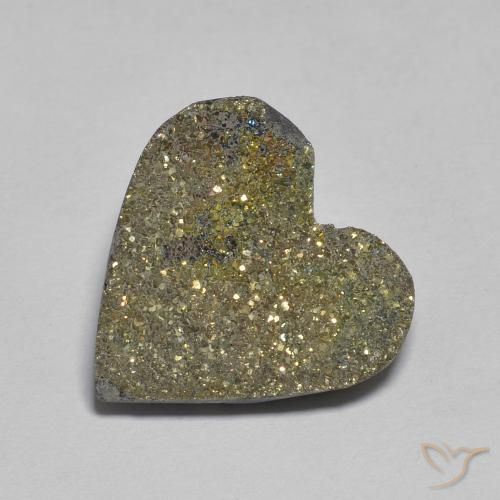 6.09ct Natural Multicolor Pirita arcoiris, Corazón, Opaco