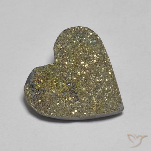 Pirita arcoiris Multicolor natural de 6.09 ct, Corazón, Opaco