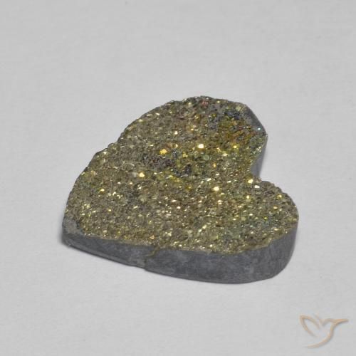 Pirita arcoiris Multicolor natural de 6.09 ct, Corazón, Opaco