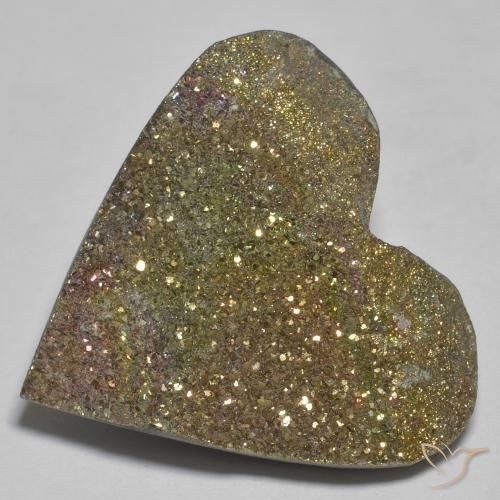 26.42ct Natural Multicolor Pirita arcoiris, Corazón, Opaco