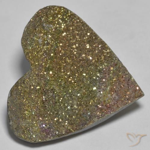 Pirita arcoiris Multicolor natural de 26.42 ct, Corazón, Opaco