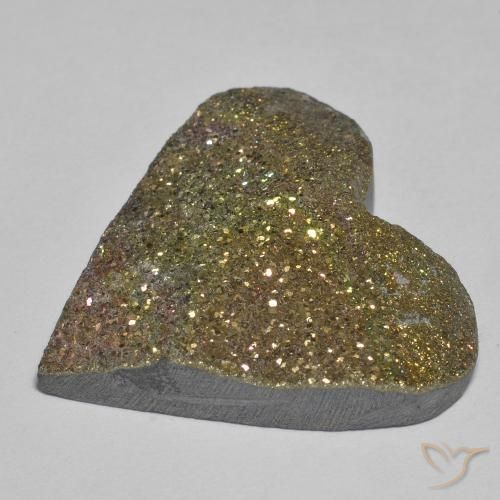 Pirita arcoiris Multicolor natural de 26.42 ct, Corazón, Opaco