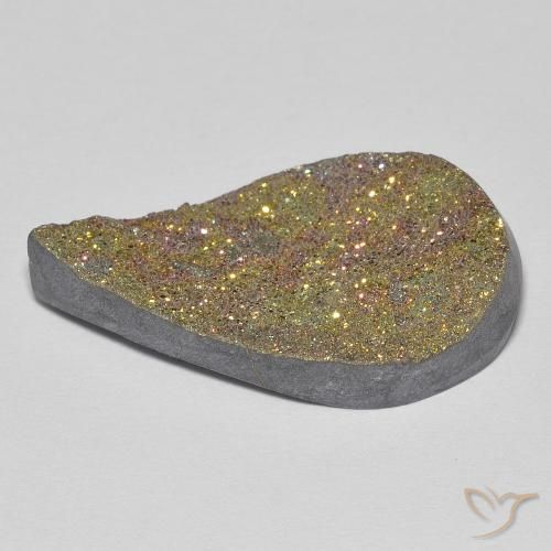 Pirita arcoiris Multicolor natural de 11.21 ct, En forma de pera, Opaco