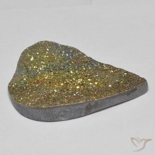 Pirita arcoiris Multicolor natural de 13.19 ct, En forma de pera, Opaco