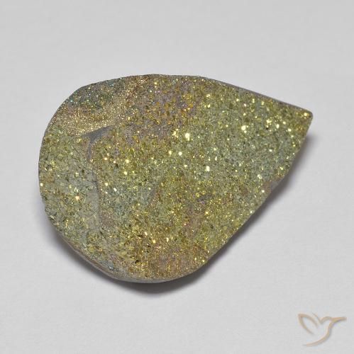 Pirita arcoiris Multicolor natural de 10.42 ct, En forma de pera, Opaco