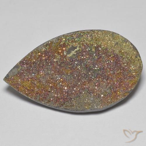 24.25ct Natural Multicolor Pirita arcoiris, En forma de pera, Opaco