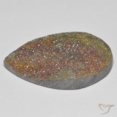 Pirita arcoiris Multicolor natural de 24.25 ct, En forma de pera, Opaco