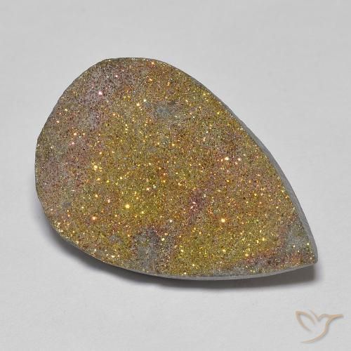 Pirita arcoiris Multicolor natural de 13.57 ct, En forma de pera, Opaco