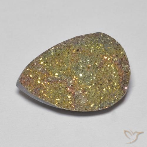 Pirita arcoiris Multicolor natural de 8.05 ct, En forma de pera, Opaco