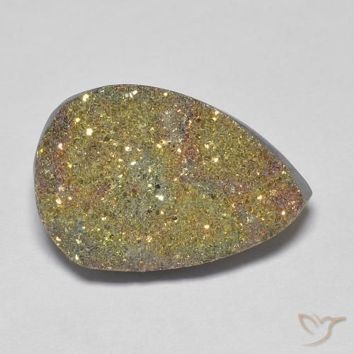 Pirita arcoiris Multicolor natural de 8.05 ct, En forma de pera, Opaco