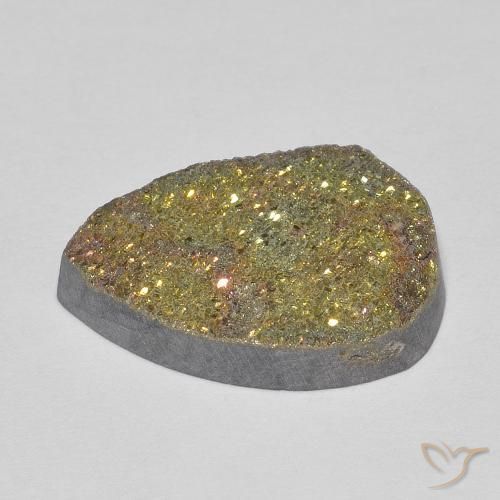 Pirita arcoiris Multicolor natural de 8.05 ct, En forma de pera, Opaco
