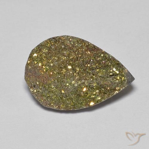 Pirita arcoiris Multicolor natural de 4.77 ct, En forma de pera, Opaco