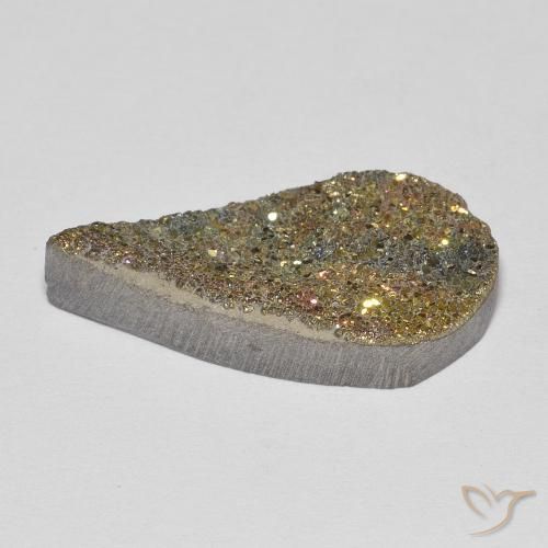 Pirita arcoiris Multicolor natural de 8.68 ct, En forma de pera, Opaco