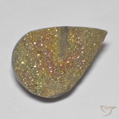 Pirita arcoiris Multicolor natural de 14.54 ct, En forma de pera, Opaco