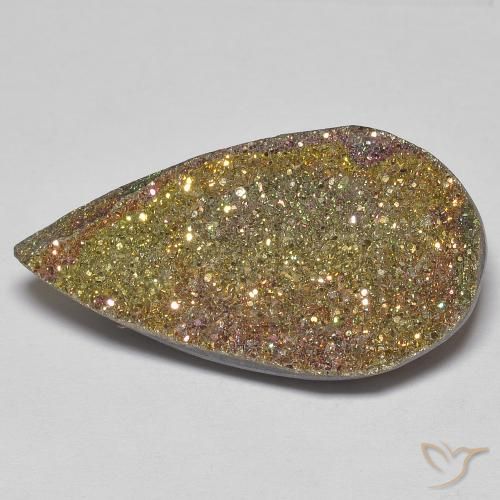 Pirita arcoiris Multicolor natural de 12.27 ct, En forma de pera, Opaco