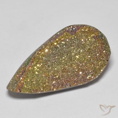 Pirita arcoiris Multicolor natural de 12.27 ct, En forma de pera, Opaco